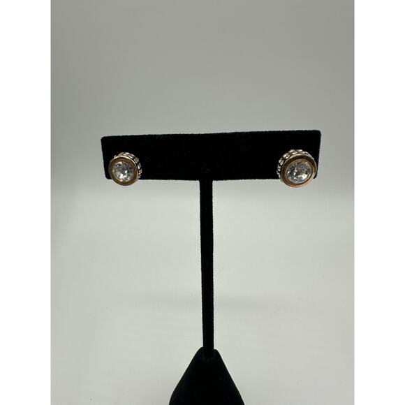 T Tahari Gold Tone Studs with All-Over CZs - Picture 1 of 6